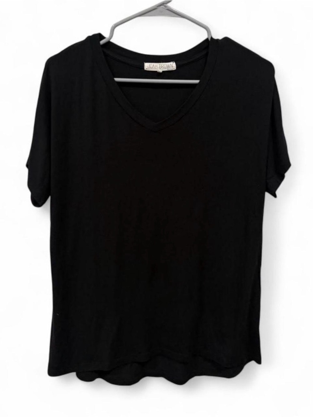 Joah Brown Black V-Neck Short Sleeve Shirt M/L Basic Soft Casual Everyday Staple